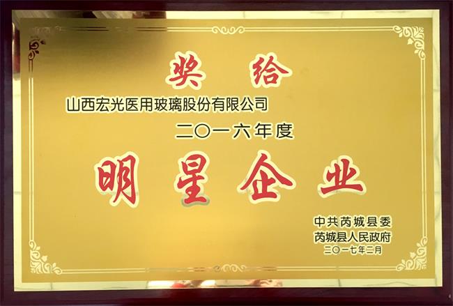 公司荣获芮城县2016年度“明星企业”